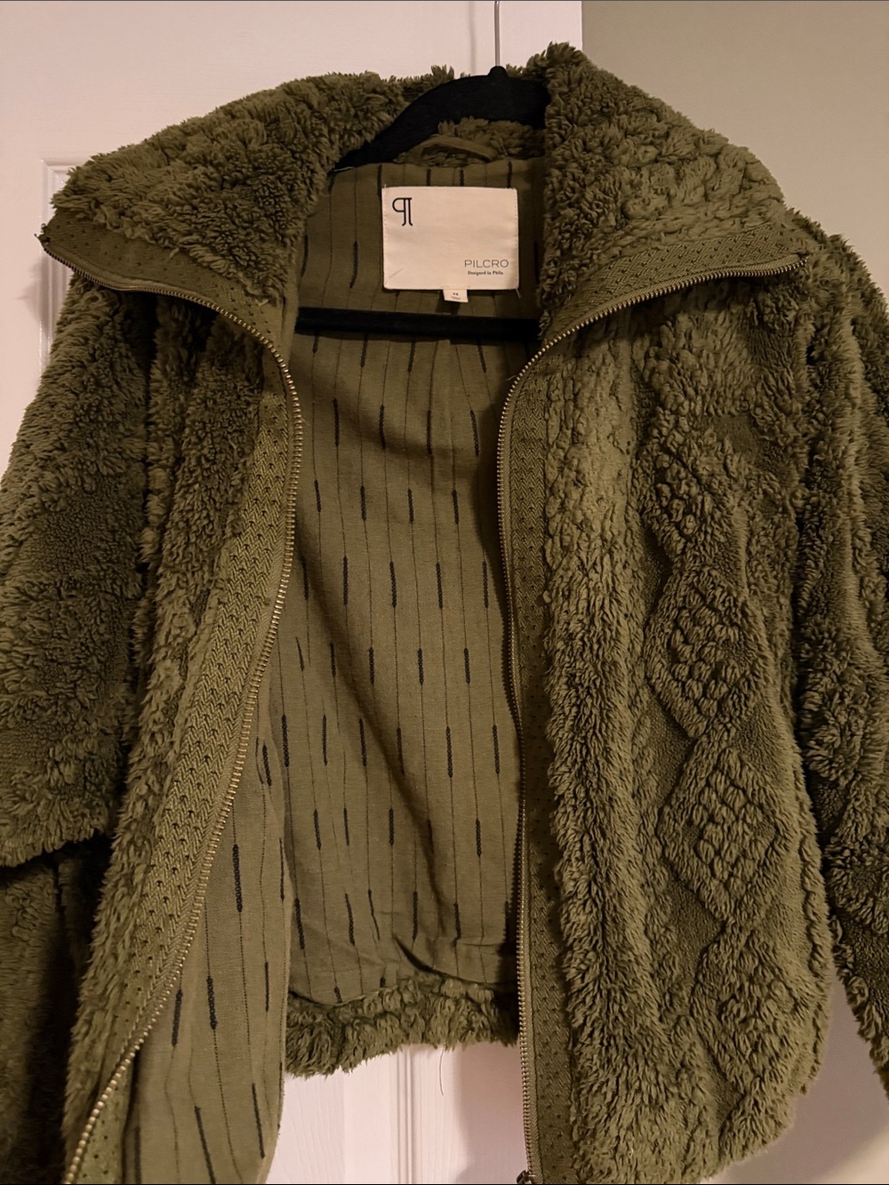 Pilcro Olive Green Cable Fuzzy Jacket - Picture 3 of 5